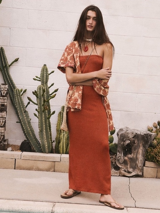 FP Beach Dresses & Skirts - NEW Free People FP Beach Rio Strapless Maxi Dress - Burnt Orange - Size Sm